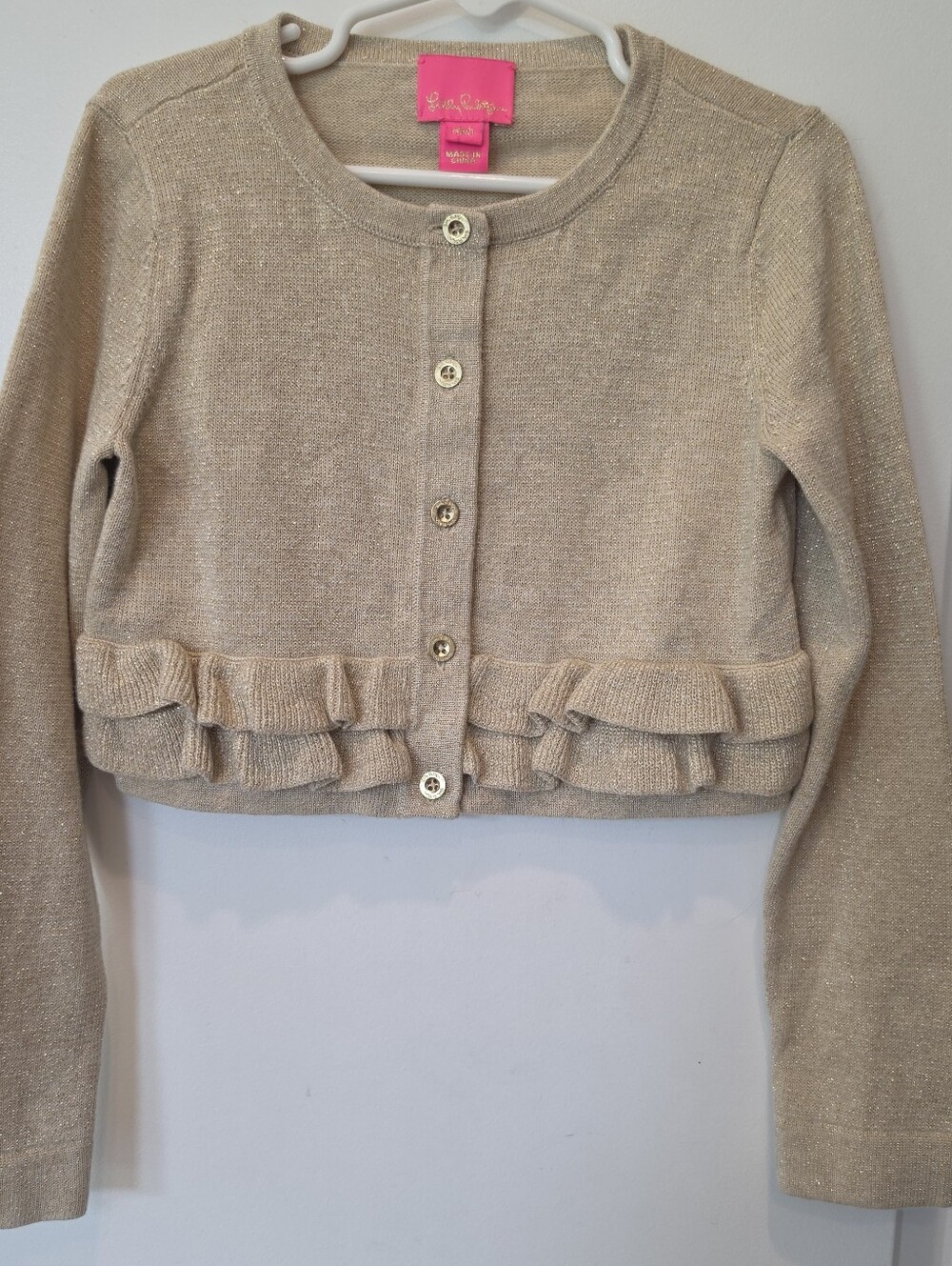 Lilly Pulitzer Gold  Sparkle Fleur Cardigan Size M (6-7)